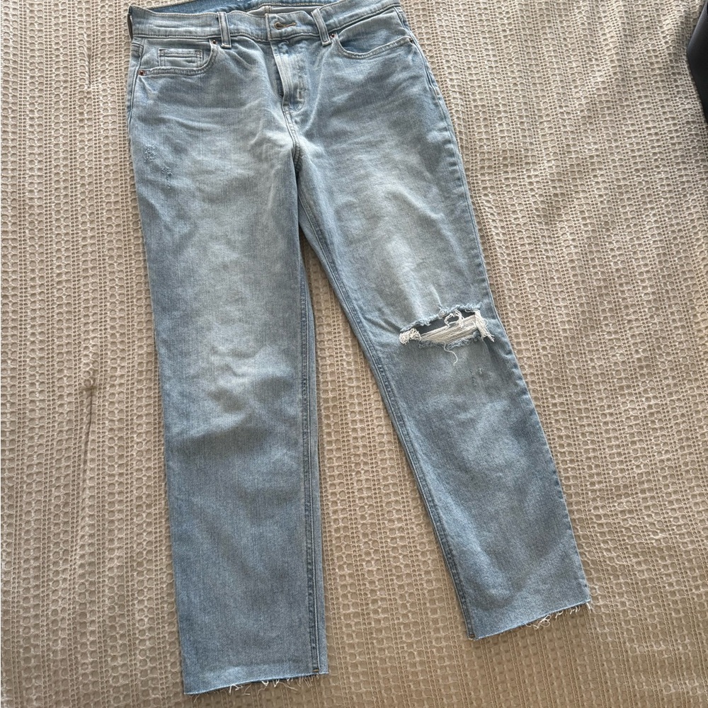 Old Navy Blue Boyfriend Jeans Distressed Light Wash